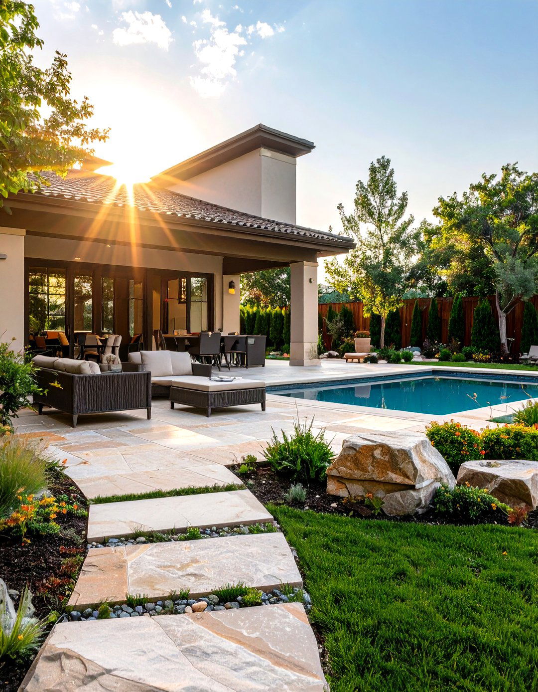Quartzite Rock Patio for Durability and Sparkle - 30 rock patio ideas