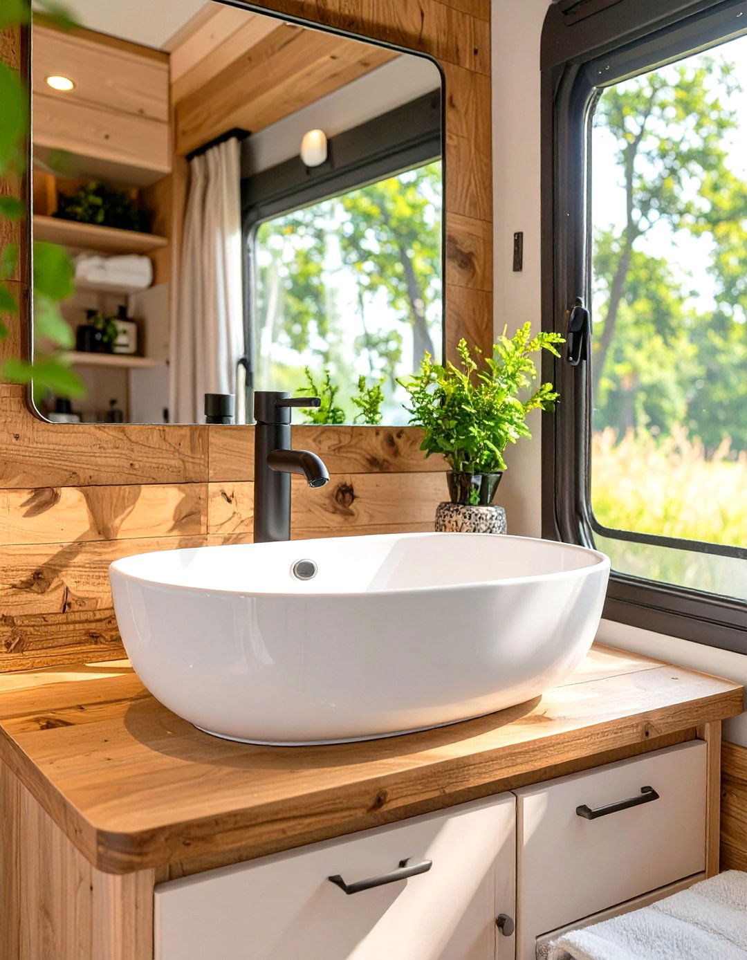 RV Bathroom with Modern Fixtures - 30 rv interior design ideas