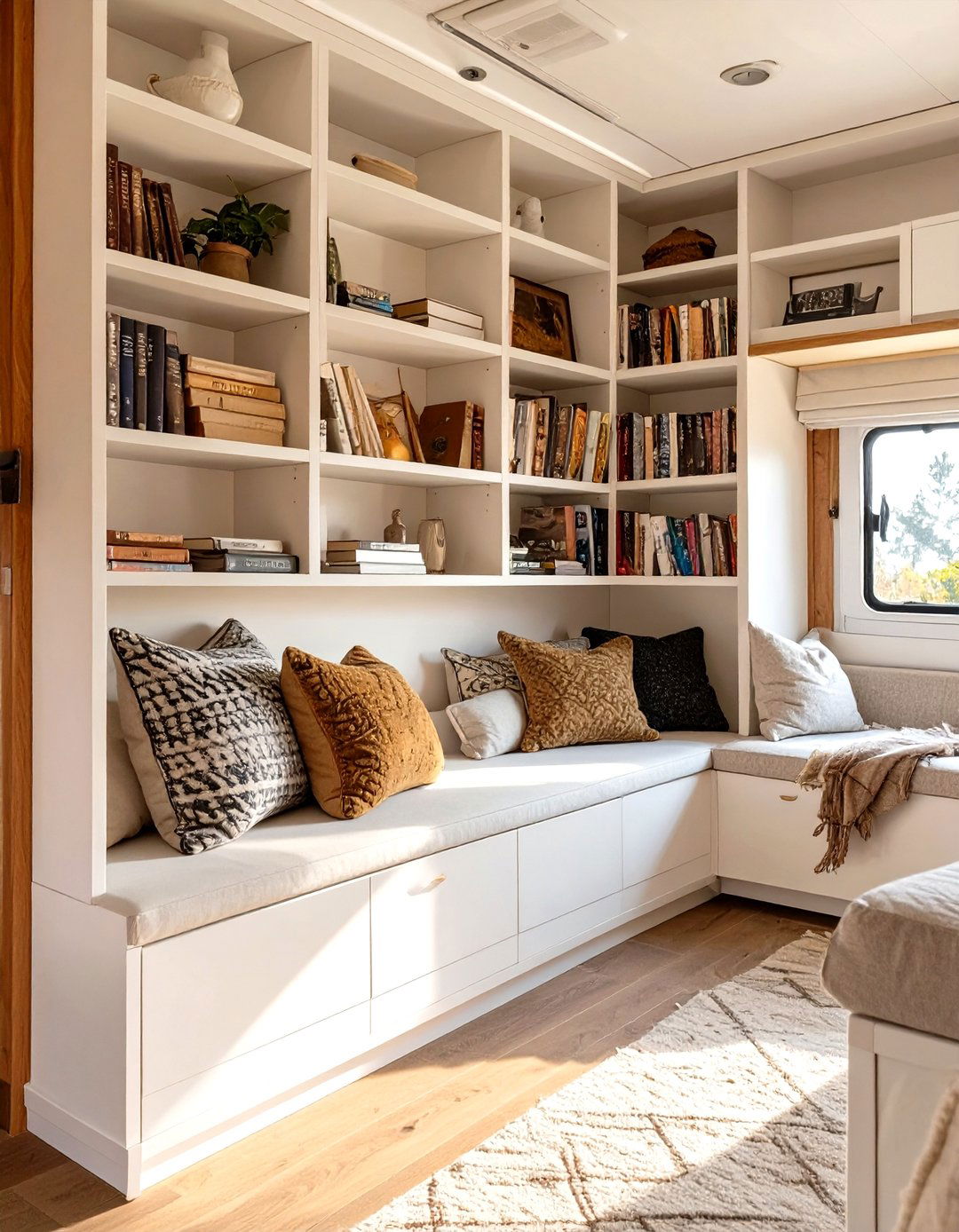 RV Built in Bookshelves and Storage - 30 rv interior design ideas