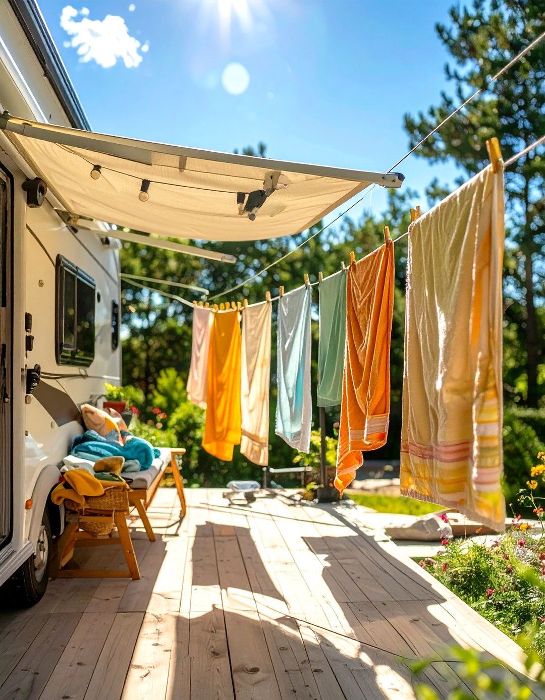 RV Patio with a Clothesline - 30 rv patio ideas