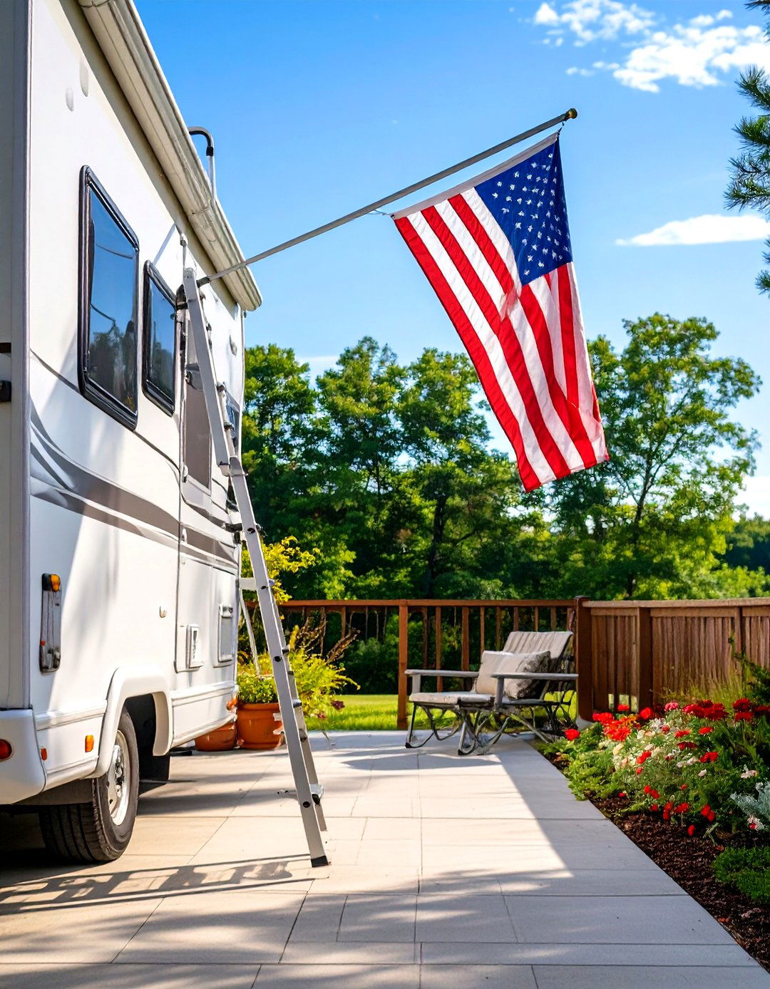 RV Patio with a Flagpole - 30 rv patio ideas