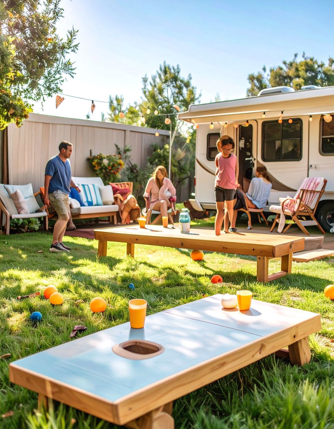 RV Patio with a Game Area - 30 rv patio ideas