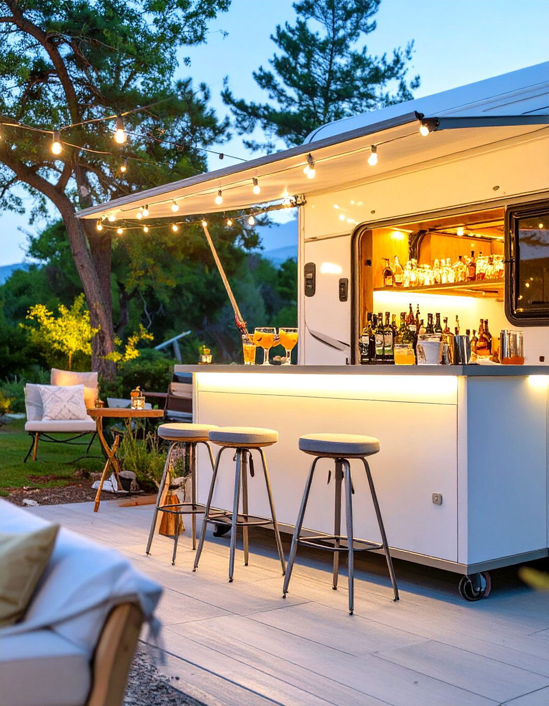 RV Patio with a Portable Bar - 30 rv patio ideas