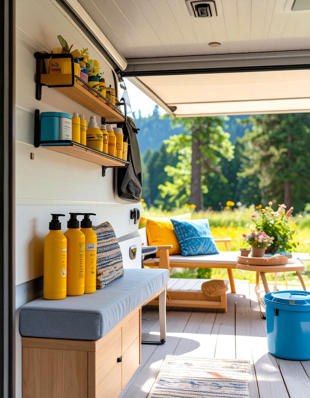 RV Patio with a Shoe Organizer - 30 rv patio ideas