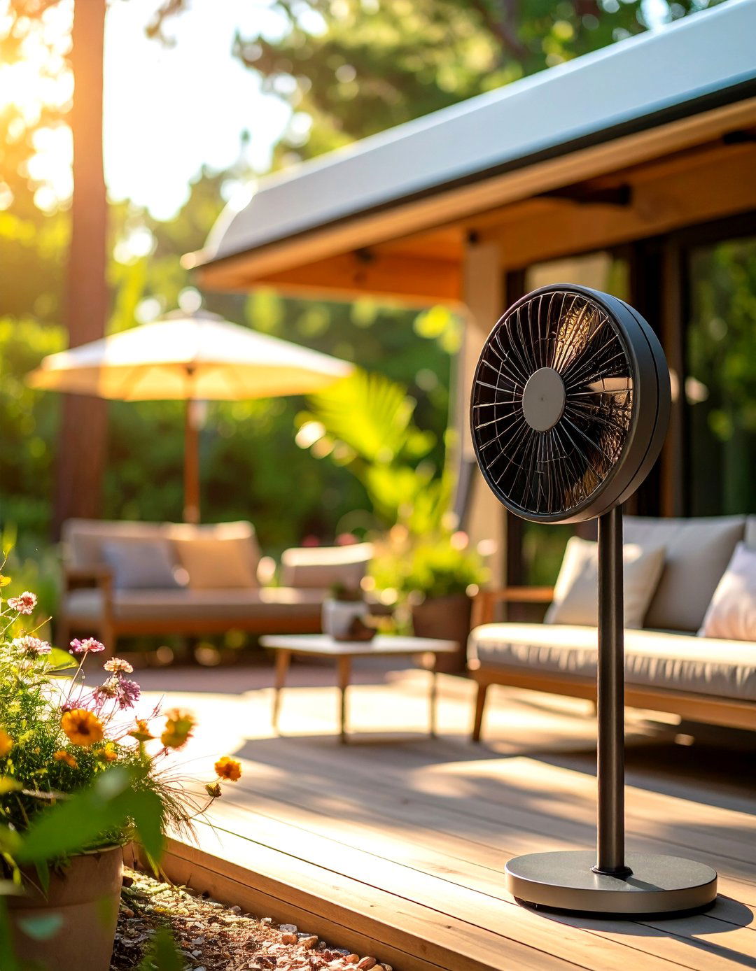 RV Patio with an Outdoor Fan - 30 rv patio ideas