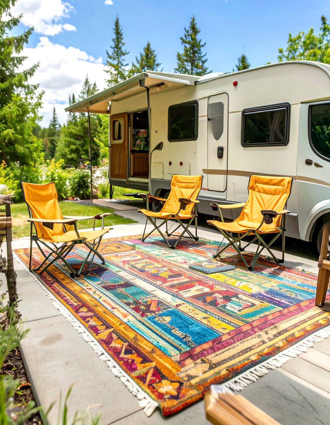RV Patio with an Outdoor Rug - 30 rv patio ideas