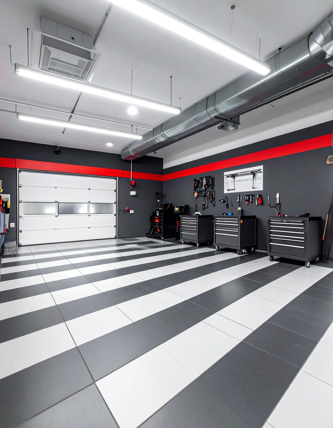Racing Red Accent Garage - 30 garage paint color ideas