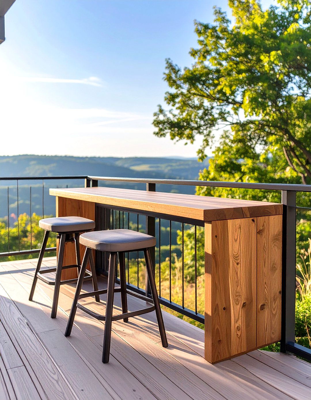 Railing Mounted Bar Counter for Small Decks - 30 small deck furniture ideas