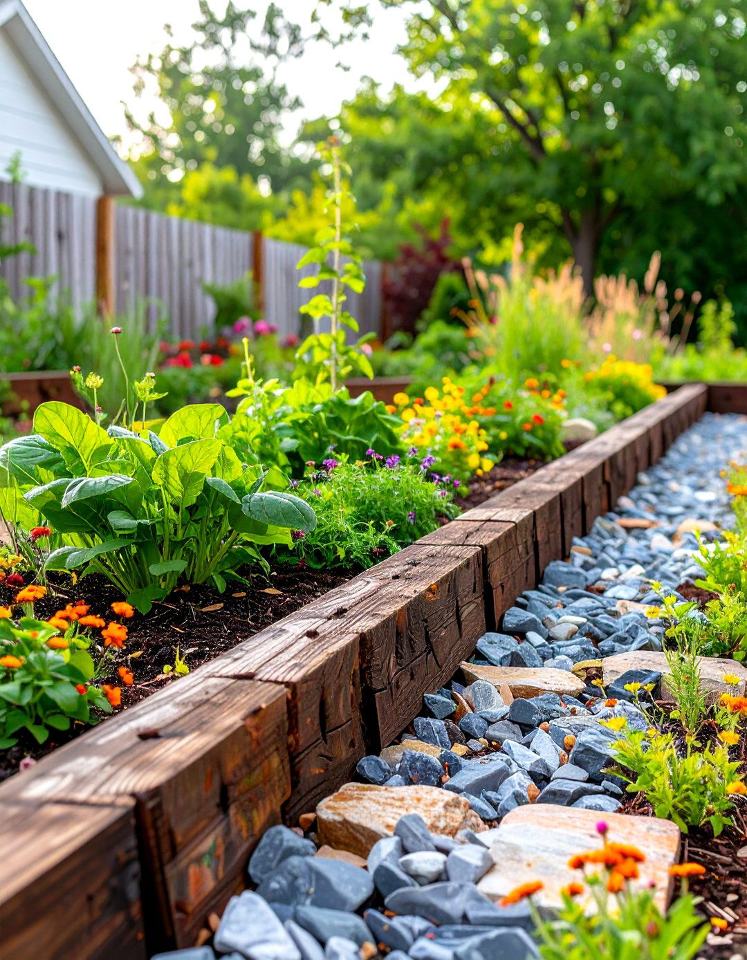 Railroad Tie Garden Border - 30 cheap creative garden edging ideas