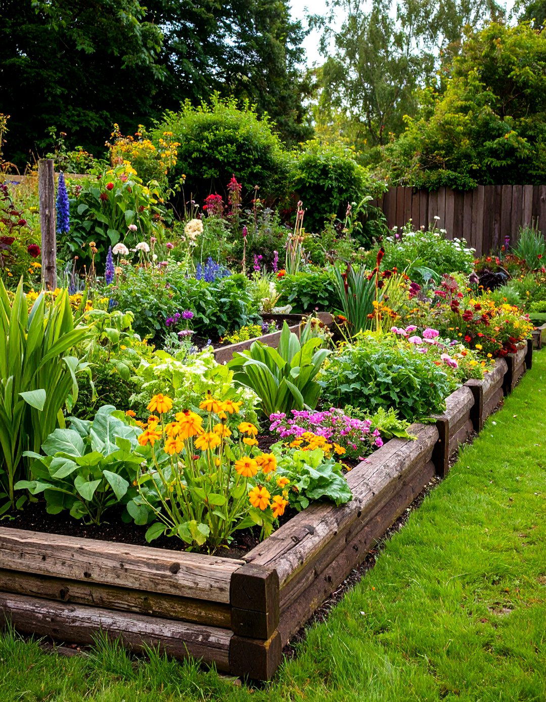 Railway Sleeper Garden Edging - 30 inexpensive garden edging ideas