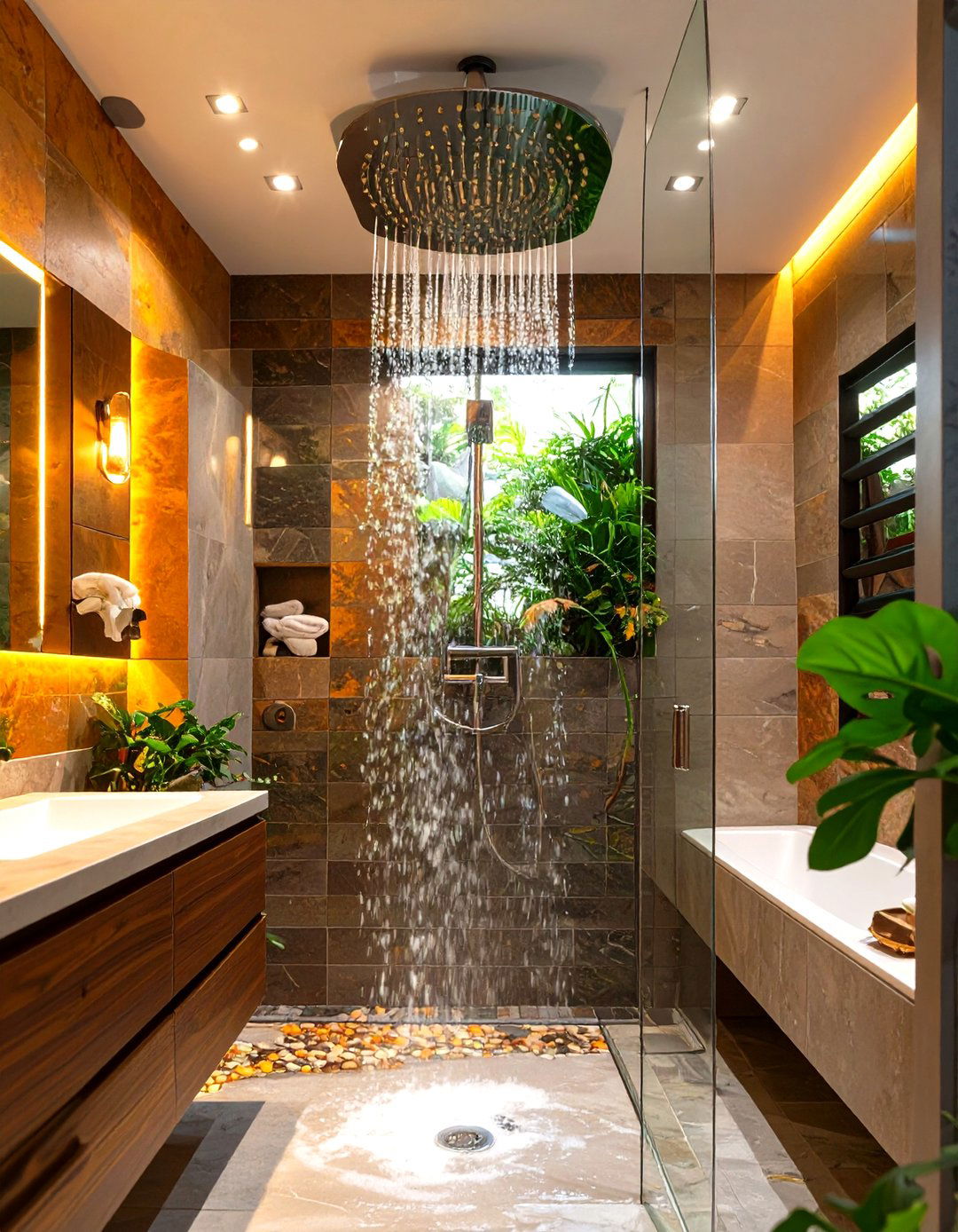 Rain Shower Head for a Luxurious Feel - 30 small bathroom remodel ideas with shower