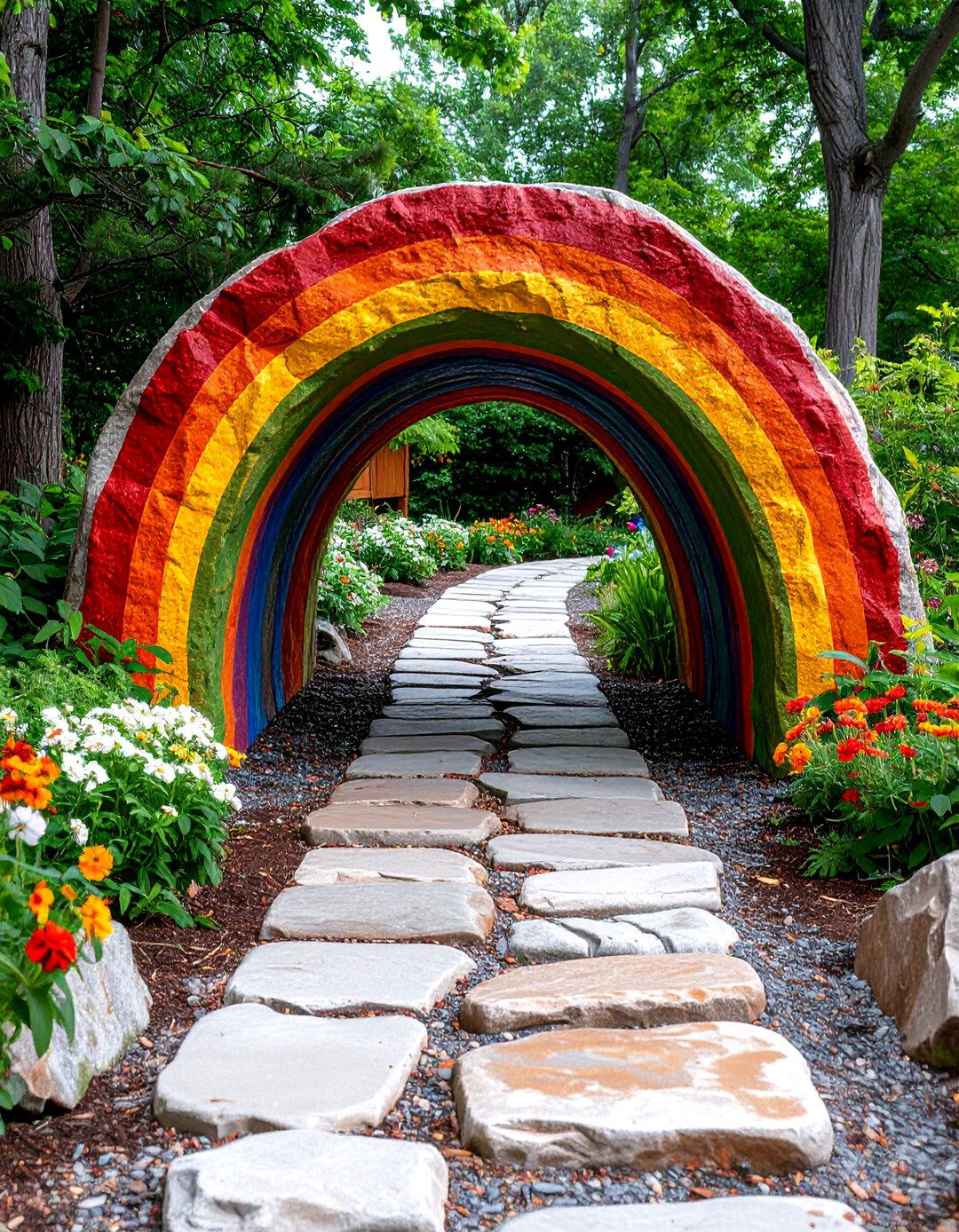Rainbow Painted Rocks - 30 rock painting ideas for garden