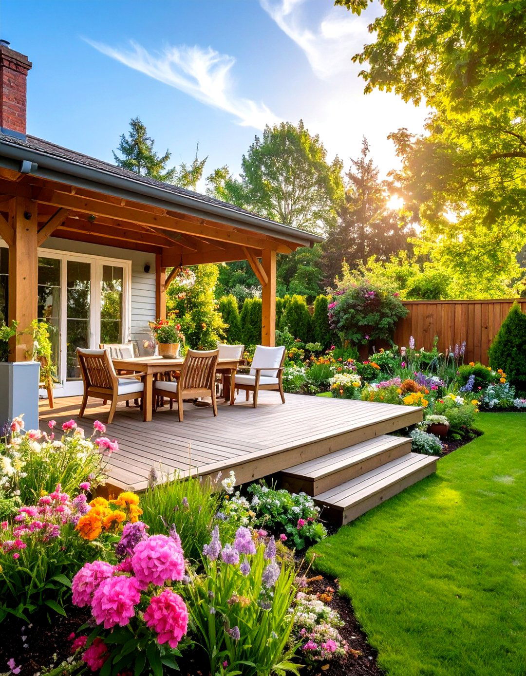 Raised Deck Overlooking a Garden - 30 raised deck ideas
