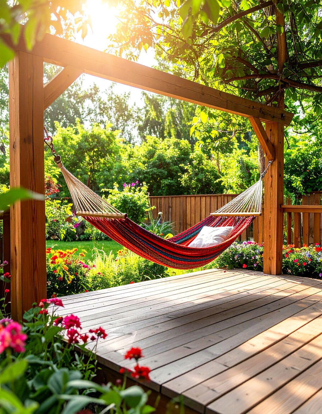 Raised Deck with Integrated Hammock Nook - 30 raised deck ideas