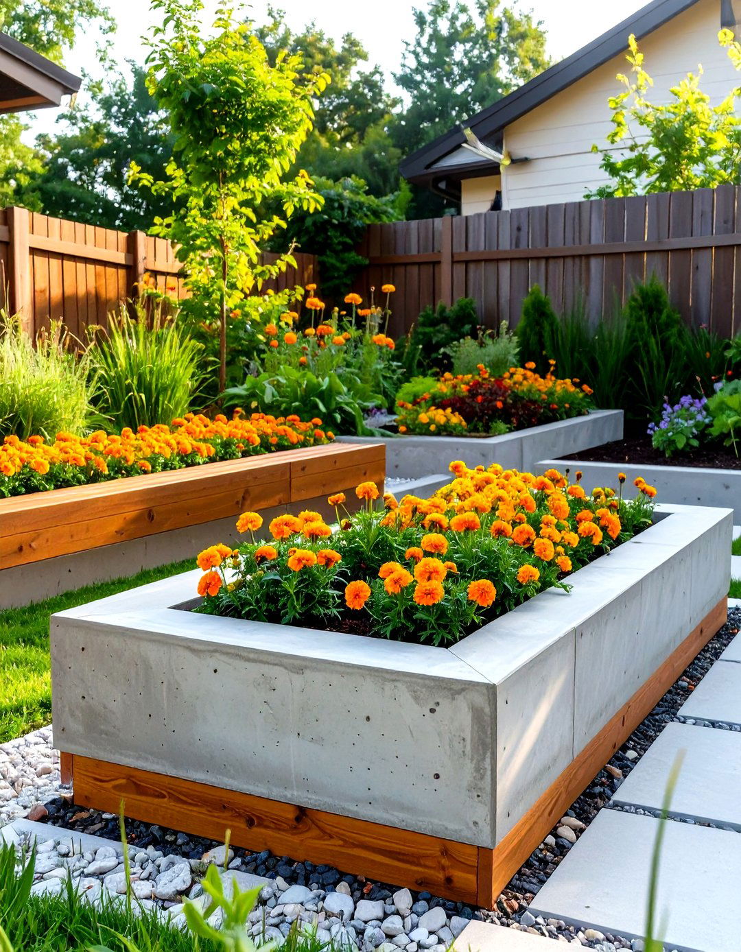 Raised Garden Bed with Bench Edging - 30 small garden design ideas
