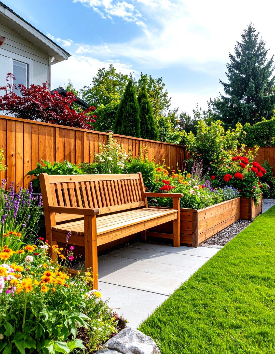 Raised Garden Bed with Bench Seating - 30 raised garden bed designs