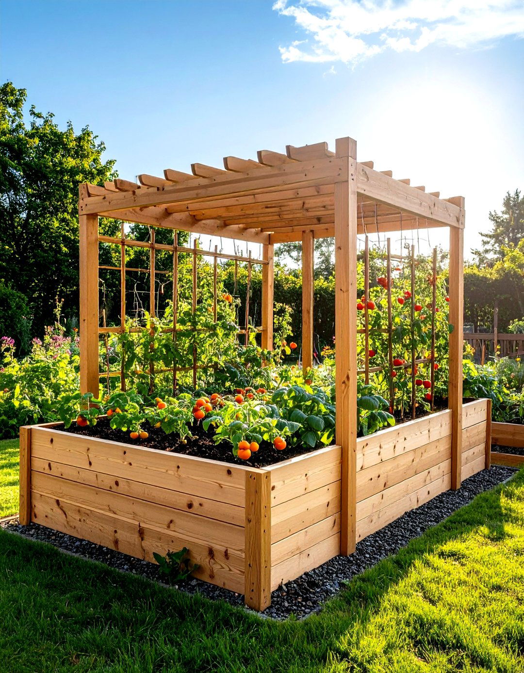 Raised Garden Bed with Integrated Trellis - 30 raised garden bed designs