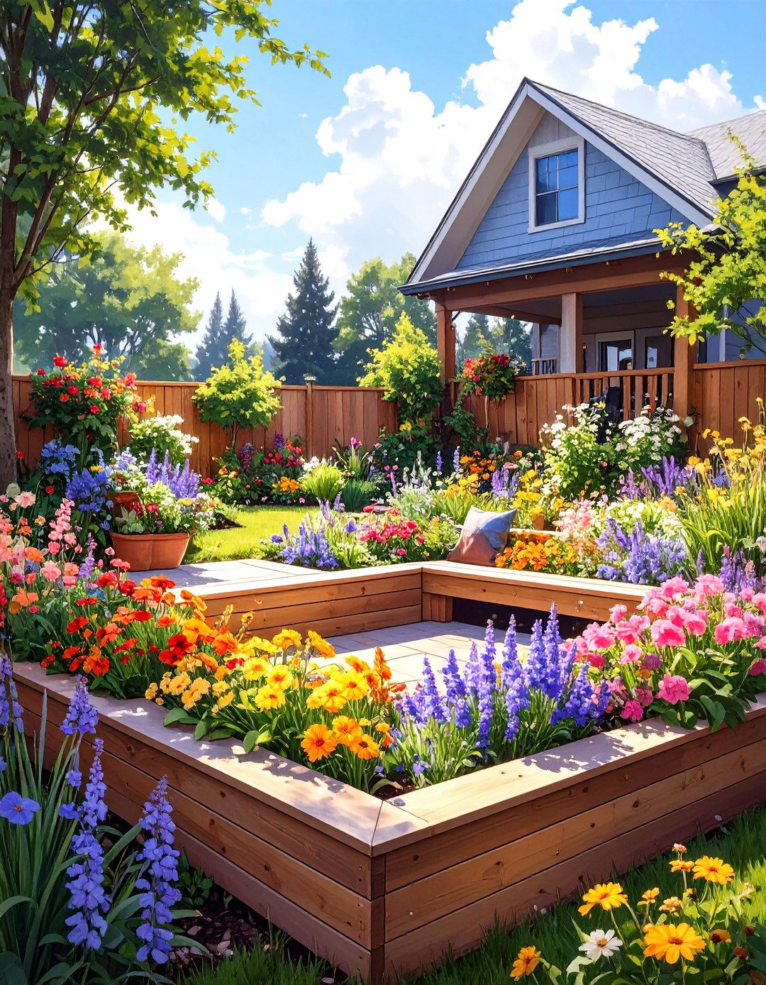 Raised Garden Beds with Benches - 30 modern raised garden bed ideas