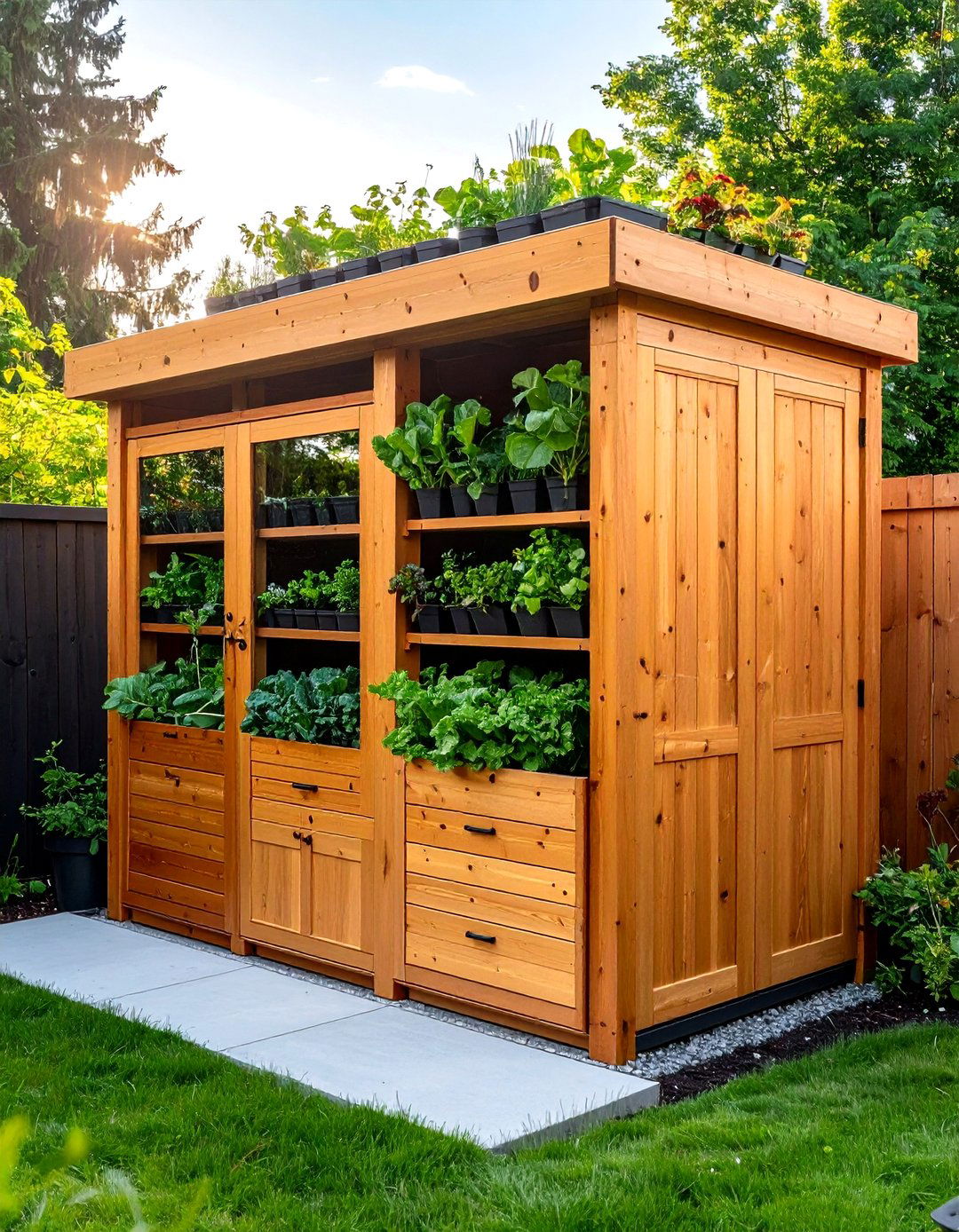 Raised Garden with Integrated Storage - 30 raised garden ideas