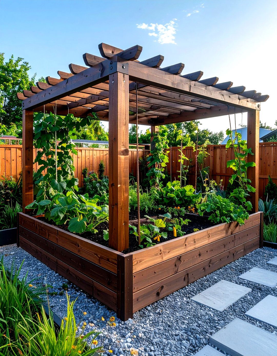 Raised Garden with a Built in Trellis - 30 raised garden ideas