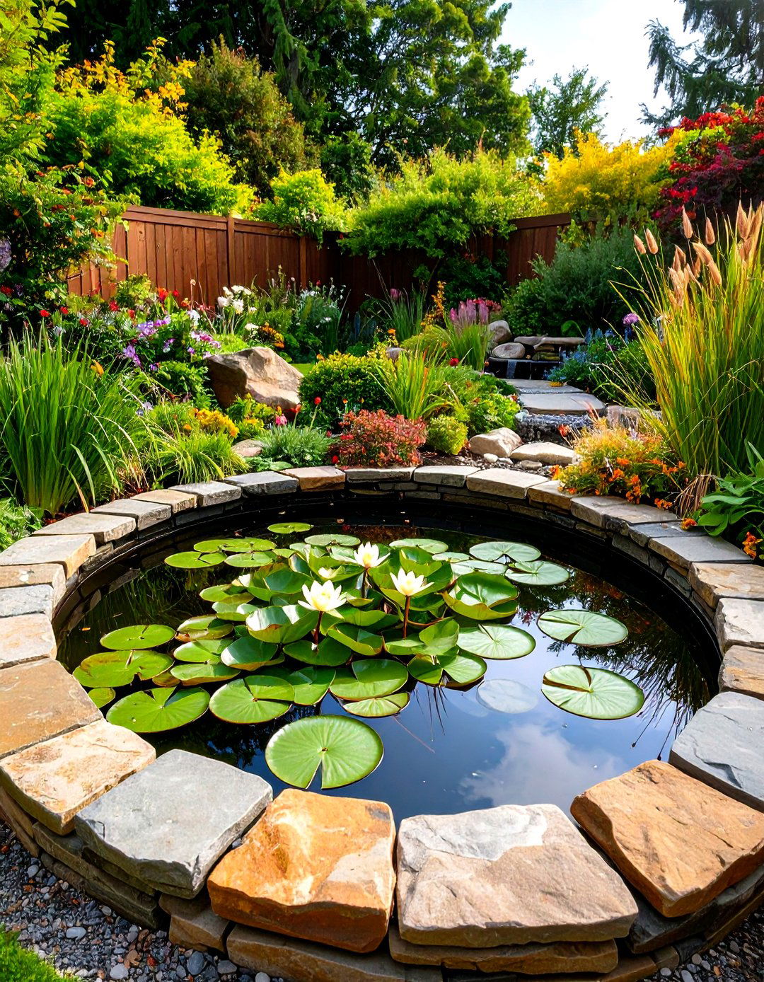Raised Garden with a Pond Surround - 30 raised garden ideas