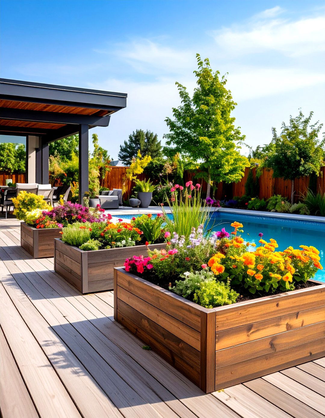 Raised Planters for Dimension - 30 pool landscaping design ideas
