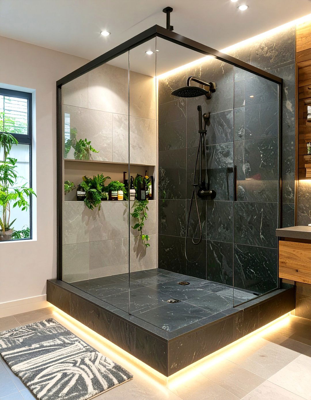 Raised Platform Small Doorless Shower - 30 small doorless walk in shower ideas