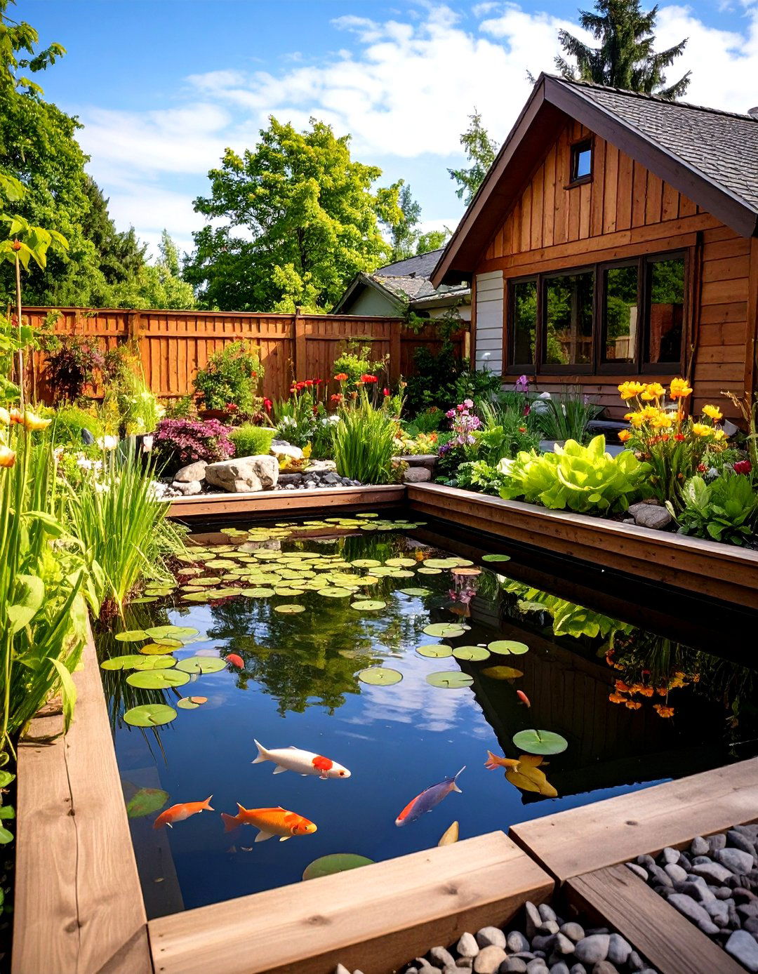 Raised Pond with Timber Walls - 30 landscape timber ideas