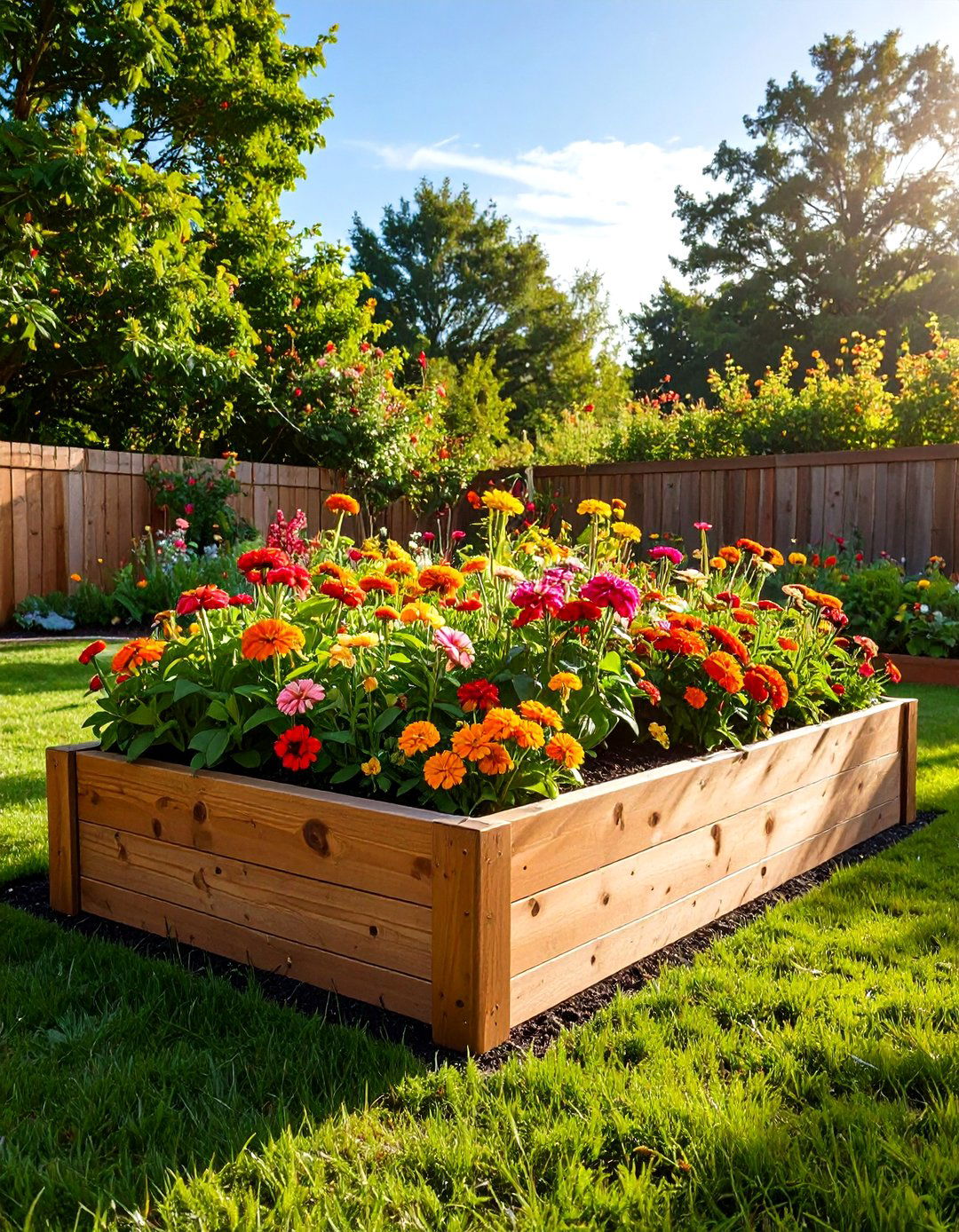 Raised Wooden Planter Box Flower Bed - 30 backyard flower bed ideas