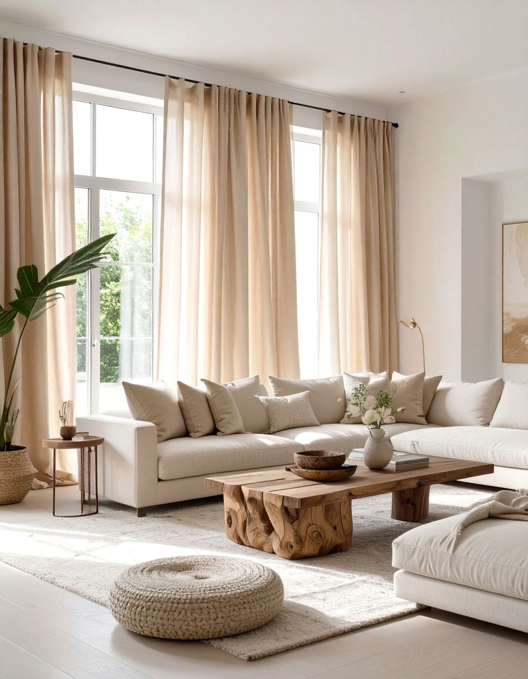 Raw Silk Curtains for Natural Luster - 30 curtain ideas for living room