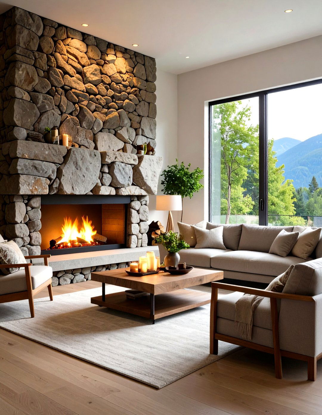 Raw and Rugged Grotto Style Fireplace - 30 living room stone fireplace ideas