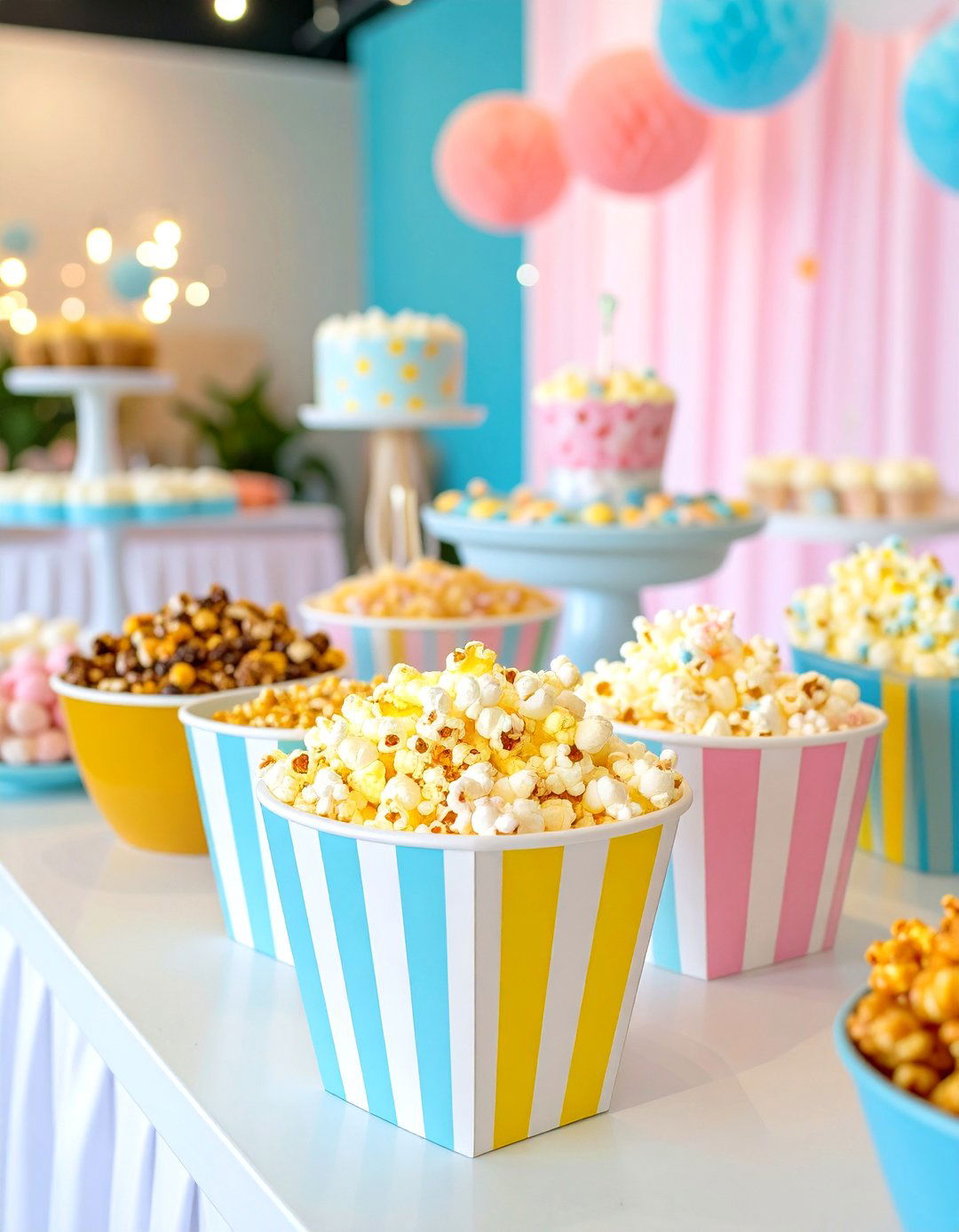 Ready to Pop Popcorn Bar - 30 unique baby shower decoration ideas