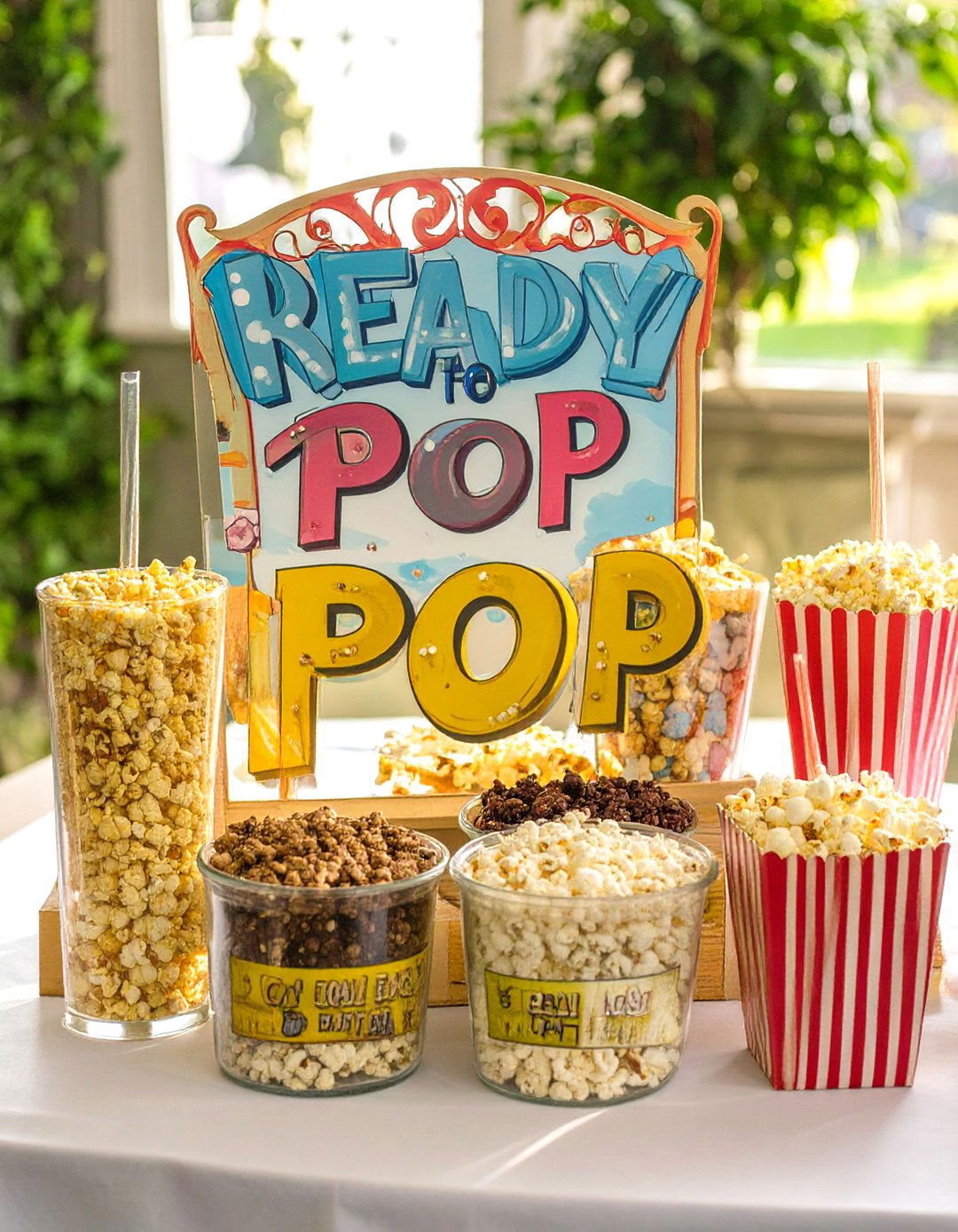 Ready to Pop Popcorn Bar Sign - 30 baby shower sign ideas