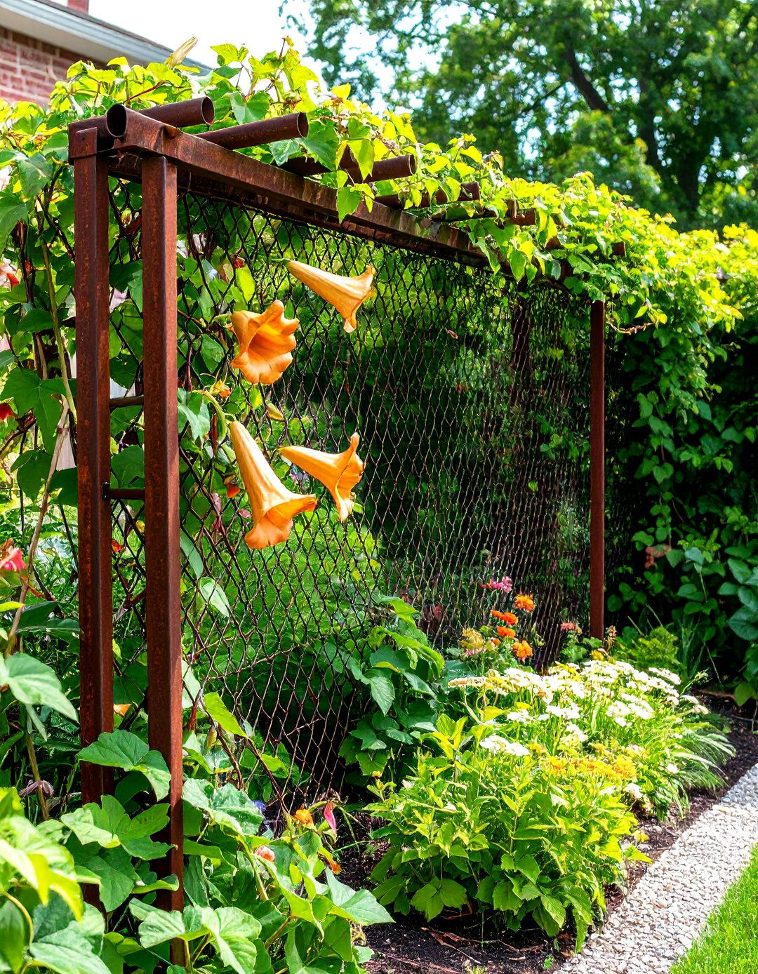 Rebar and Wire Mesh Garden Trellis - 30 garden trellis ideas