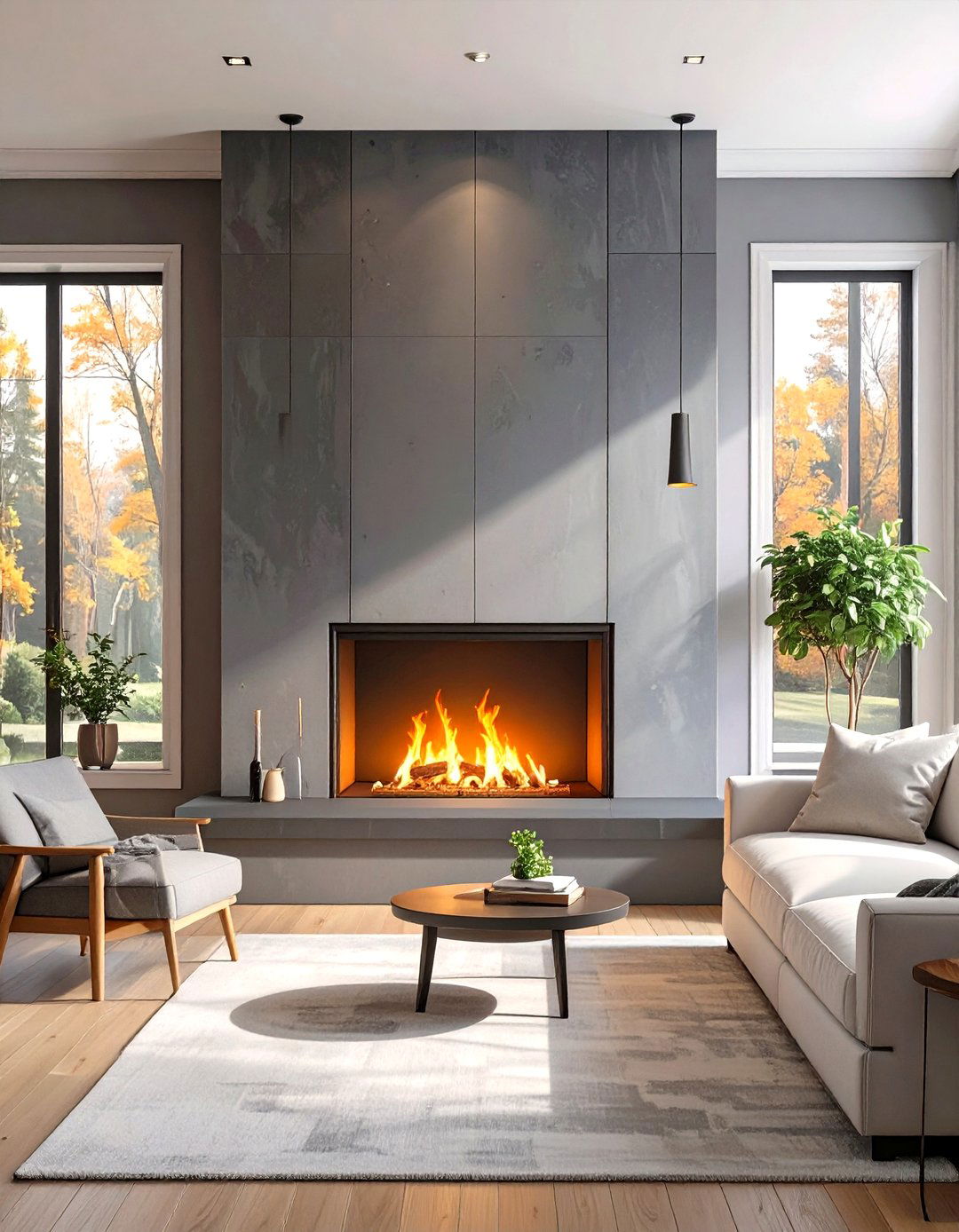 Recessed Fireplace with No Mantel - 30 small living room fireplace ideas