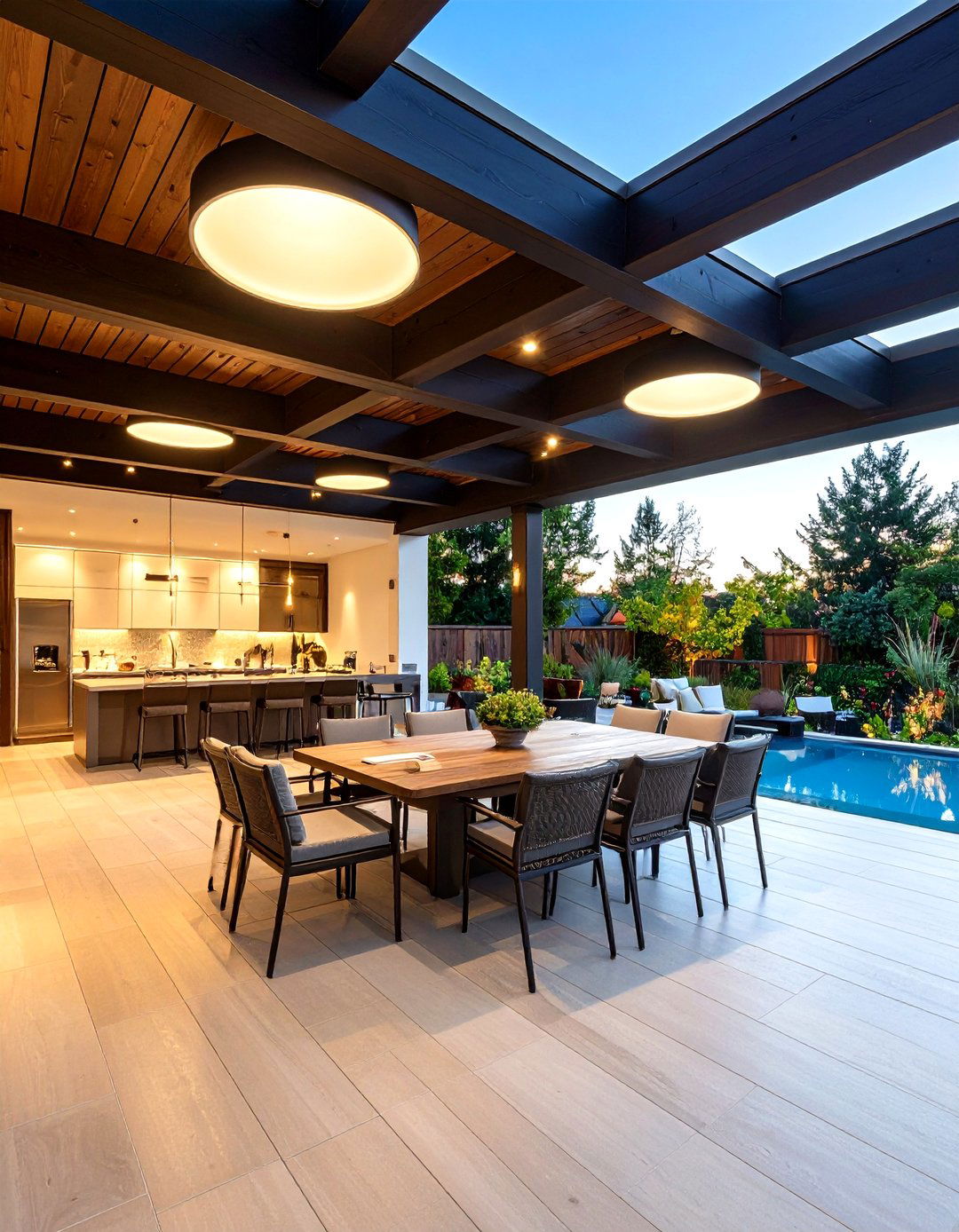 Recessed Lighting in a Patio Pergola - 30 patio lighting ideas