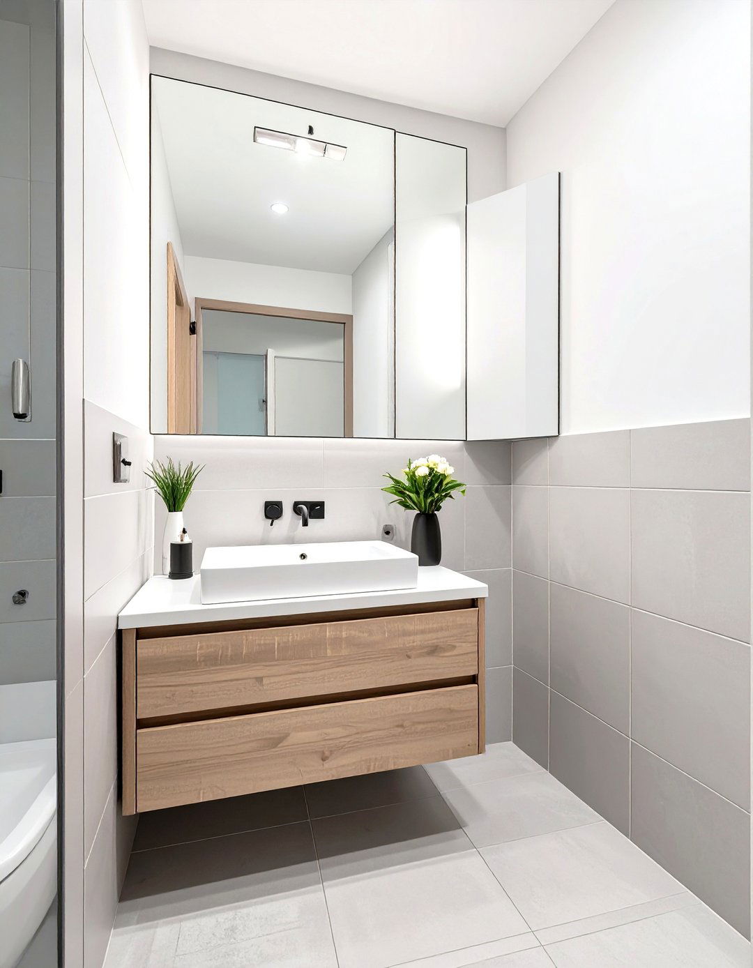 Recessed Medicine Cabinet with Mirror - 30 small bathroom inspo ideas