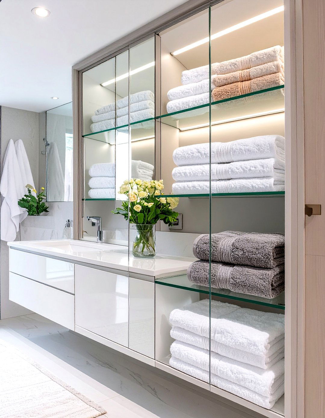 Recessed Mirror Cabinet - 30 bathroom towel storage ideas