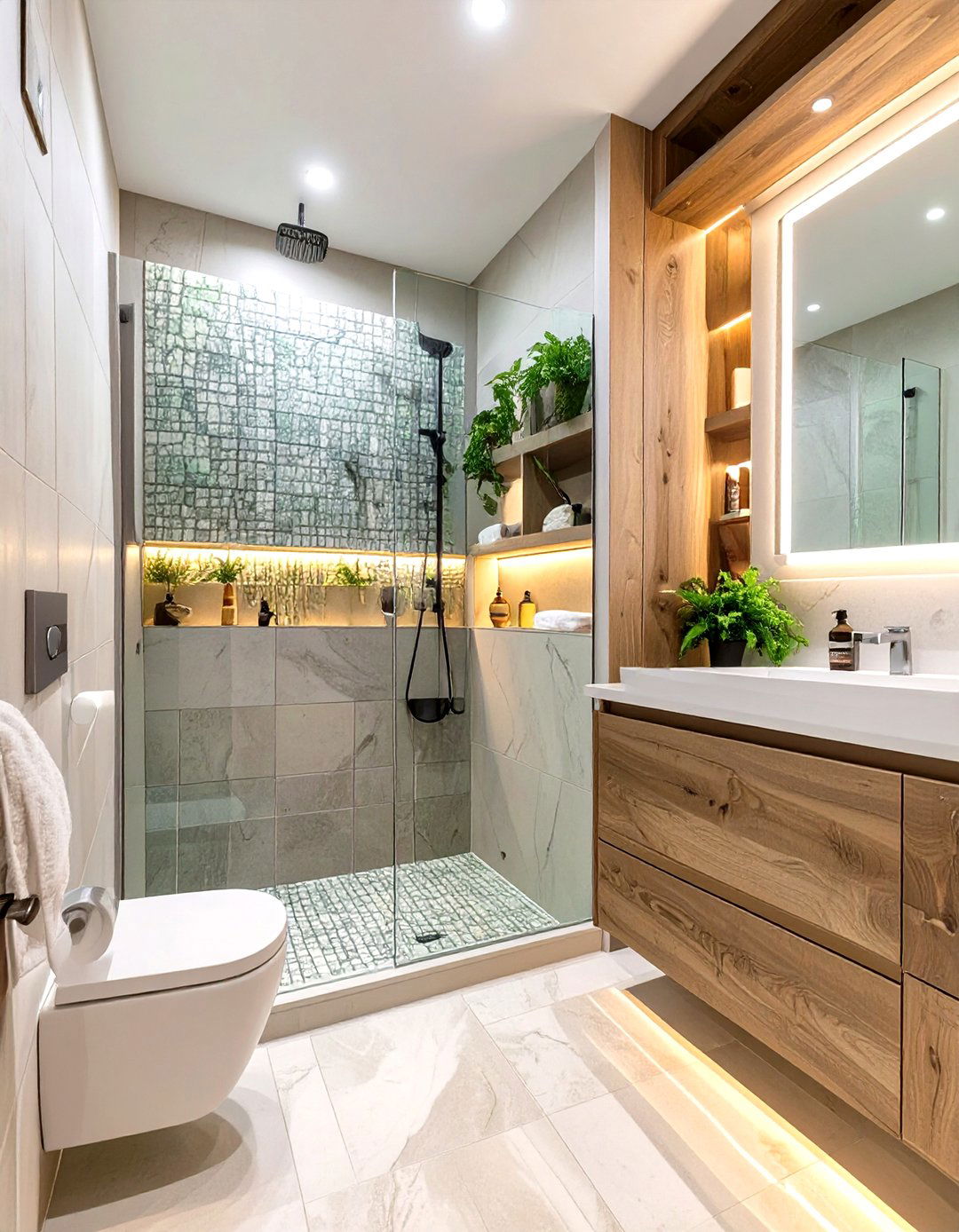 Recessed Shelving and Storage Layout - 30 small bathroom layout ideas