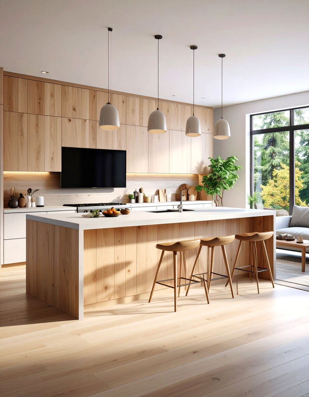 Recessed TV in a Kitchen Island Back Panel - 30 kitchen tv ideas