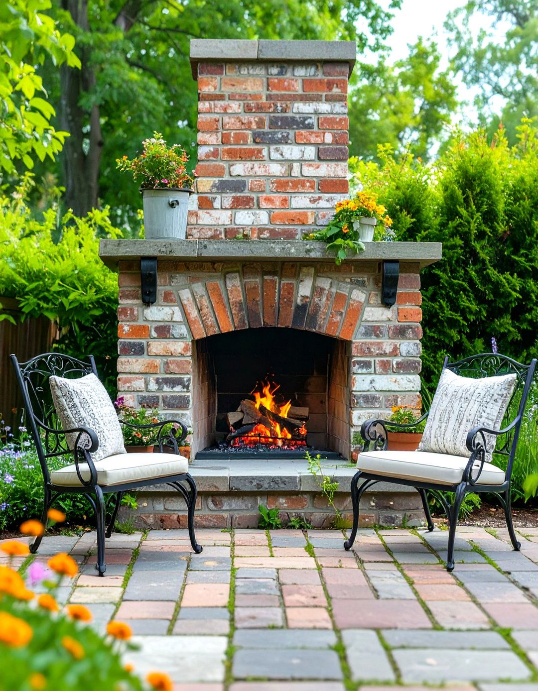 Reclaimed Brick Outdoor Fireplace - 30 outdoor fireplace ideas