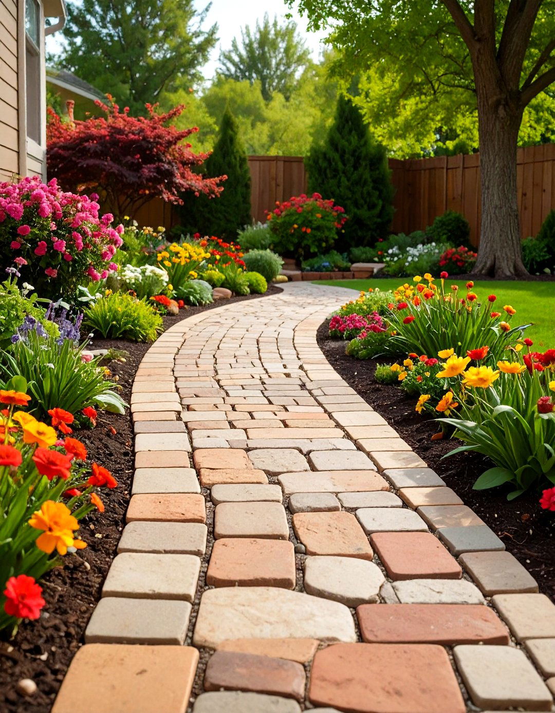 Reclaimed Brick and Stone Walkway - 30 front yard walkway ideas
