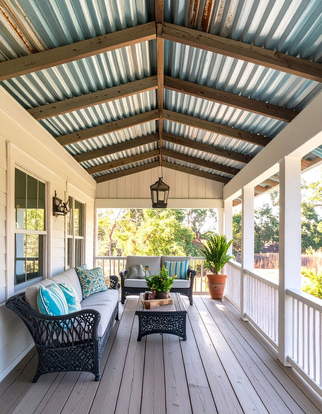 Reclaimed Corrugated Tin Ceiling - 30 waterproof under deck ceiling ideas