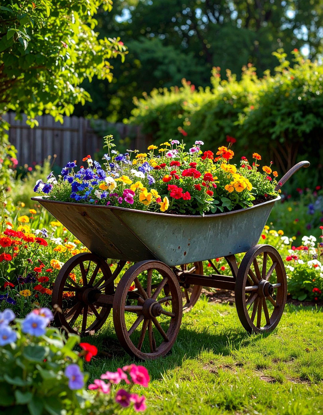 Reclaimed Material Flower Bed - 30 backyard flower bed ideas