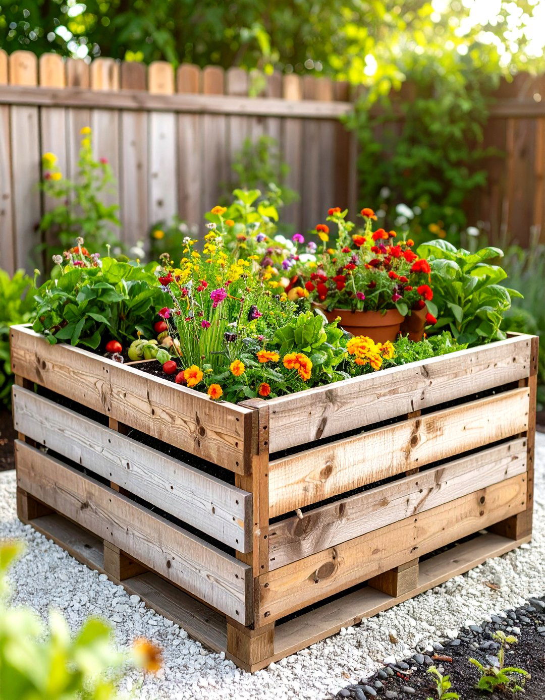 Reclaimed Pallet Wood Raised Garden Bed - 30 diy raised garden bed ideas
