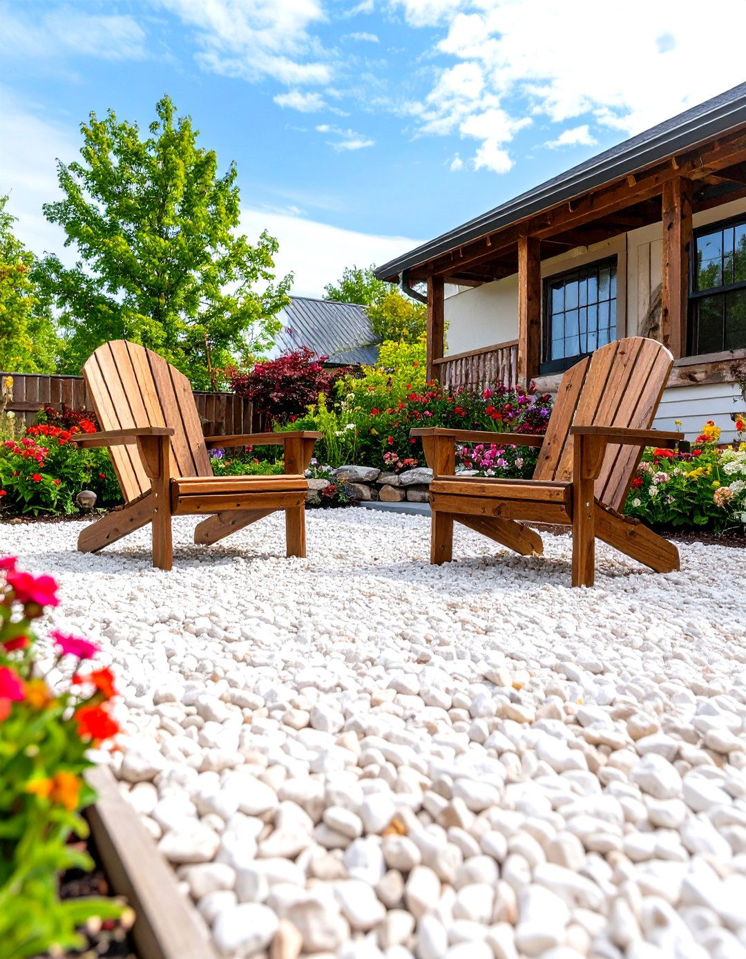 Reclaimed Railway Tie Edging for a Pea Gravel Patio - 30 pea gravel patio edging ideas