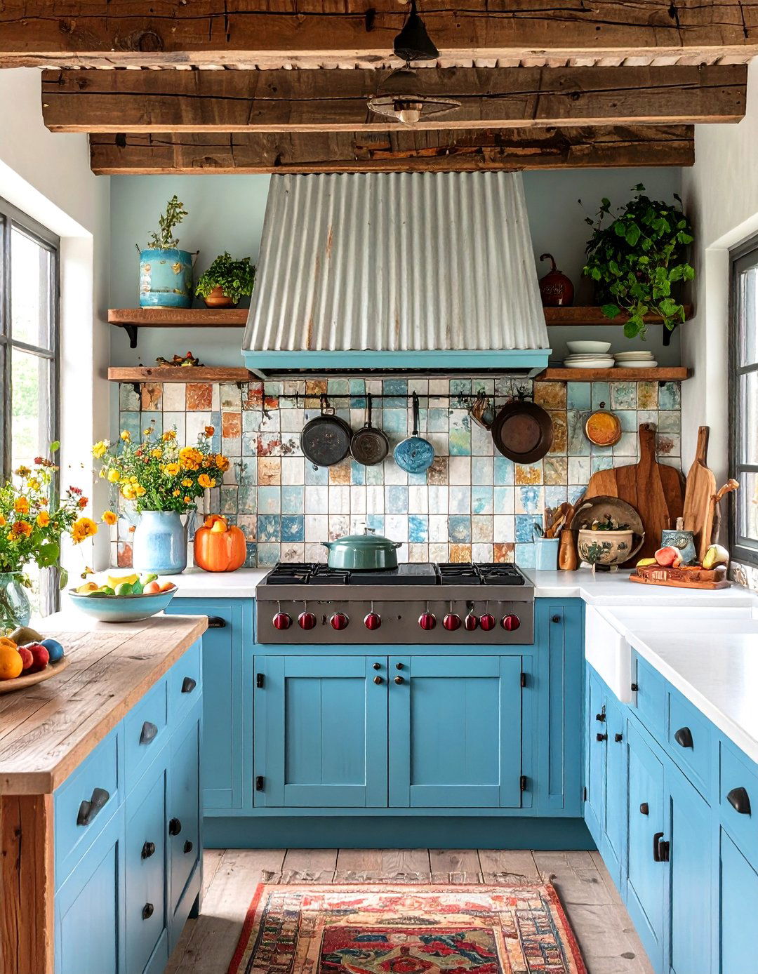 Reclaimed Tin Roof Tile Backsplash - 30 rustic backsplash ideas