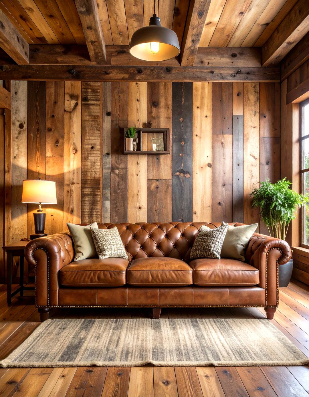 Reclaimed Wood Accent Wall - 30 rustic man cave ideas