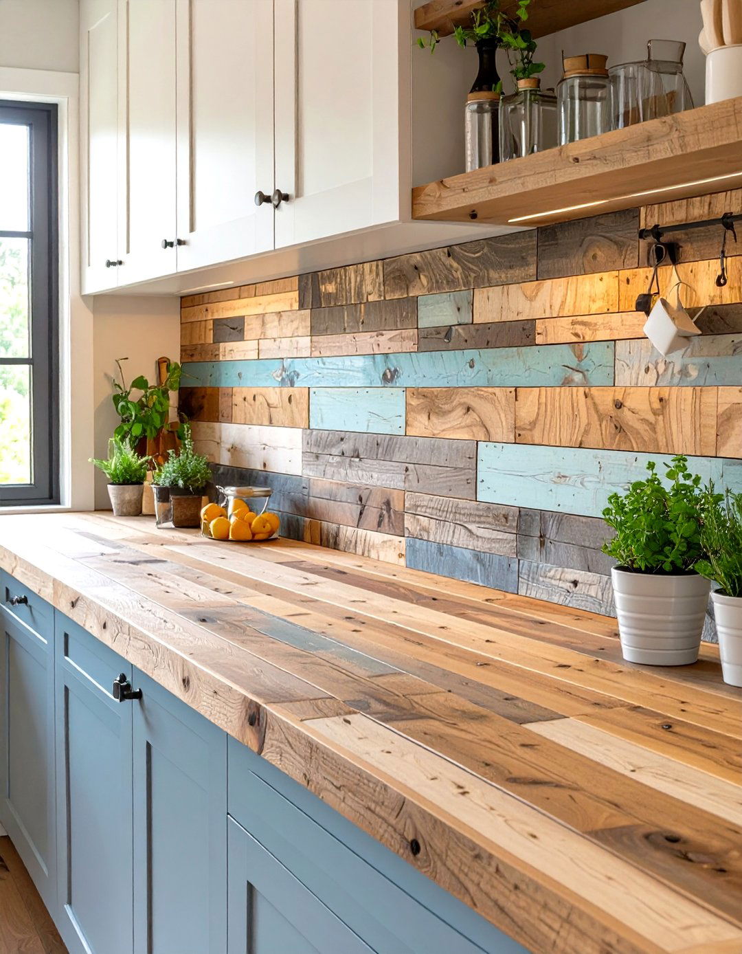 Reclaimed Wood Backsplash - 30 unique kitchen backsplash ideas