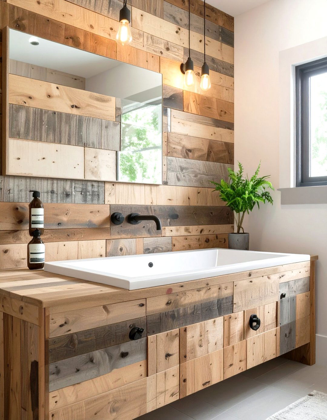Reclaimed Wood Bathroom Backsplash - 30 cheap bathroom backsplash ideas